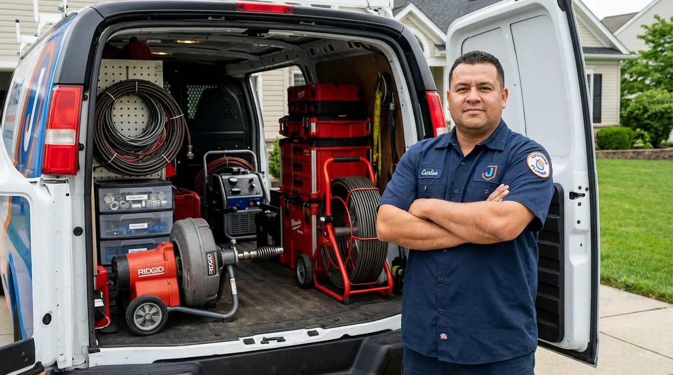 Professional drain cleaning equipment and Johns Plumbing LLC plumber in Wappingers Falls