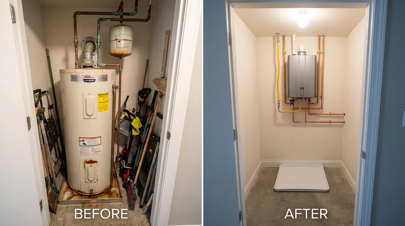 Tank water heater versus wall-mounted tankless unit comparison for Wappingers Falls, NY homeowners